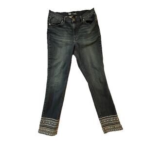 Women’s Jeans Size Stretch Dark Wash Jeans Diana Gilman Embellish Cuff